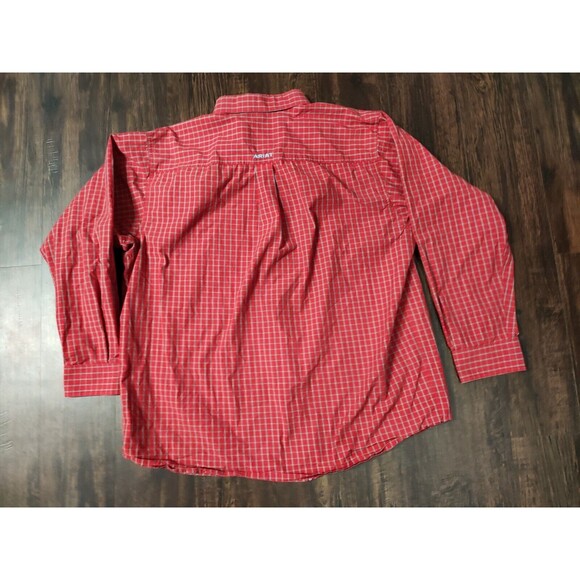 Ariat Pro Series Shirt Button Up XL Red Plaid Long Sleeve Logo Fitted Mens - Picture 10 of 11